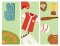 Baseball sport competition game team banner softball play cartoon icons design sporting equipment vector illustration