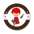 Baseball sport player character emblem icon