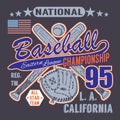 Baseball sport typography, Eastern league los angeles, sketch of crossed baseball batsand glove t-shirt Printing design graphics,