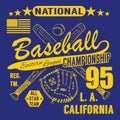 Baseball sport typography, Eastern league los angeles, sketch of crossed baseball batsand glove t-shirt Printing design graphics,