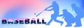 Baseball sports banner. Silhouettes of professional baseball players on colorful gradient background