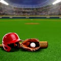 Baseball Stadium With Equipment and Copy Space Royalty Free Stock Photo