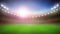 Baseball Stadium With Glow Lamps In Night Vector Royalty Free Stock Photo