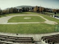 Baseball stadium. Green grass on baseball field Royalty Free Stock Photo