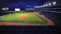 Baseball stadium with green grass playground