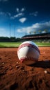 Baseball on the stadium infield, chalk line, sporting ambiance