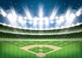 Baseball Stadium with Neon Lights. Arena. Royalty Free Stock Photo