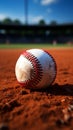 Baseball in the stadium, softball on the field, chalk line Royalty Free Stock Photo