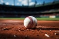 Baseball in the stadium, softball on the field, chalk line Royalty Free Stock Photo