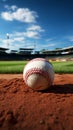 Baseball in the stadium, softball on the field, chalk line Royalty Free Stock Photo