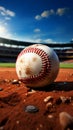 Baseball in the stadium, softball on the field, chalk line Royalty Free Stock Photo