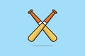 Baseball Sticks in cross sign vector illustration. Sport object icon concept. Wooden sticks for baseball betting icon. Royalty Free Stock Photo