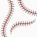 Baseball stitches, softball laces on white. vector set. Royalty Free Stock Photo
