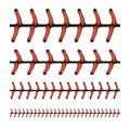 Baseball stitching lace, sports ball laces vector set Royalty Free Stock Photo