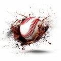 Energetic Baseball Ball Hitting Dirt Splash Illustration