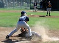 Baseball - Tag At Third Base Royalty Free Stock Photo