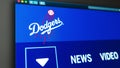 Baseball team Los Angeles Dodgers website homepage. Close up of team logo.