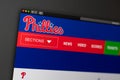 Baseball team Philadelphia Phillies website homepage. Close up of team logo. Royalty Free Stock Photo