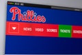 Baseball team Philadelphia Phillies website homepage. Close up of team logo. Royalty Free Stock Photo