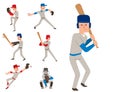 Baseball team player vector sport man in uniform game poses situation professional league sporty character winner