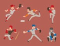 Baseball team player vector sport man in uniform game poses situation professional league sporty character winner