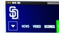 Baseball team San Diego Padres website homepage. Close up of team logo.