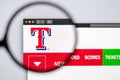 Baseball team Texas Rangers website homepage. Close up of team logo. Royalty Free Stock Photo