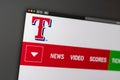 Baseball team Texas Rangers website homepage. Close up of team logo. Royalty Free Stock Photo