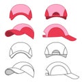 Baseball, tennis cap outlined template