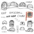 Baseball, tennis, rap cap chav set Royalty Free Stock Photo