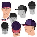 Baseball, tennis, rap cap and man head