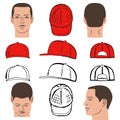 Baseball, tennis, rap cap and man head Royalty Free Stock Photo