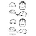 Baseball, tennis, rap cap outlined template Royalty Free Stock Photo