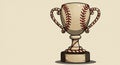 A baseball-themed trophy with a large, beige cup resembling a baseball, featuring red Royalty Free Stock Photo