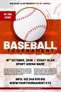 Baseball tournament poster template with ball