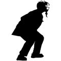 Baseball umpire in ready position to playing. Baseball umpire at work on baseball field detailed realistic silhouette