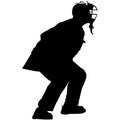 Baseball umpire in ready position to playing. Baseball umpire at work on baseball field detailed realistic silhouette