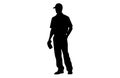 Baseball Umpire Vector Silhouette,Baseball Umpire Decision Indication by Giving Hand Signal Royalty Free Stock Photo