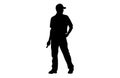 Baseball Umpire Vector Silhouette,Baseball Umpire Decision Indication by Giving Hand Signal Royalty Free Stock Photo