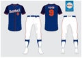 Baseball uniform, sport jersey, t-shirt sport, short, sock template. Baseball t-shirt mock up. Front and back view sport uniform.