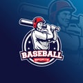 Baseball vector mascot logo design with modern illustration concept style for badge, emblem and tshirt printing. baseball Royalty Free Stock Photo