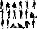 Baseball Vector Silhouettes Royalty Free Stock Photo