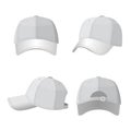 Baseball white caps in front side and back view isolated Royalty Free Stock Photo