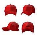 Baseball white caps in front side and back view isolated Royalty Free Stock Photo