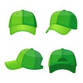 Baseball white caps in front side and back view isolated Royalty Free Stock Photo
