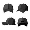 Baseball white caps in front side and back view isolated Royalty Free Stock Photo