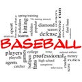 Baseball Word Cloud Concept in Red Caps