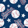 Baseballs and stars seamless pattern Royalty Free Stock Photo