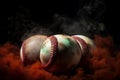 A baseballs vivid hues stand out amidst a smoky background Royalty Free Stock Photo