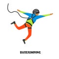 Basejumping man color illustration isolated on white